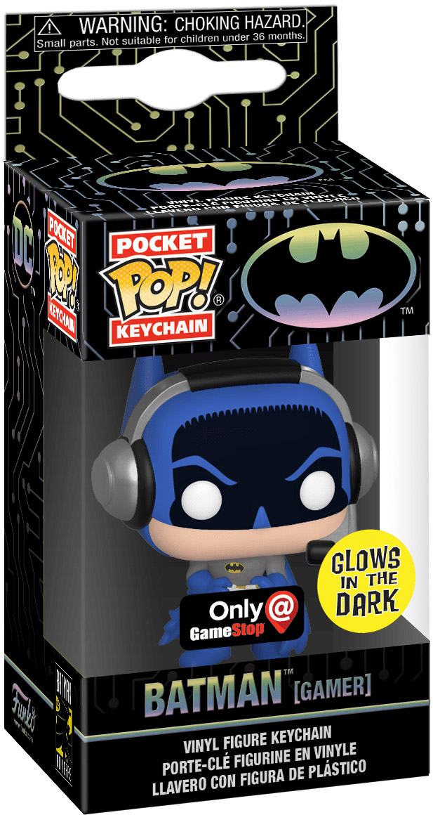 Figurine Pop Batman [DC] pas cher : Batman (Gamer) - Brillant dans le noir  & Porte-clés