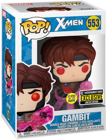 Figurine Funko Pop X-Men [Marvel] #553 Gambit avec Cartes - Translucide & Brillant dans le noir