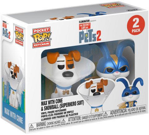 Figurine Funko Pop Comme des bêtes Max & Snowball - Porte-clés - 2 pack