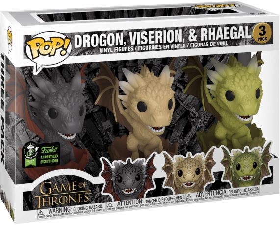 Figurine Funko Pop Game of Thrones Drogon, Viserion, & Rhaegal - 3 Pack