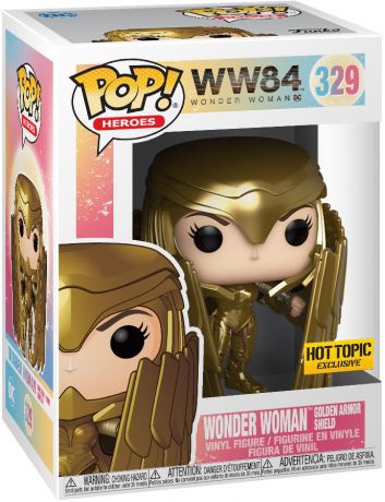 Figurine Funko Pop Wonder Woman 1984 - WW84 #329 Wonder Woman avec Bouclier et Armure en Or - Metallic