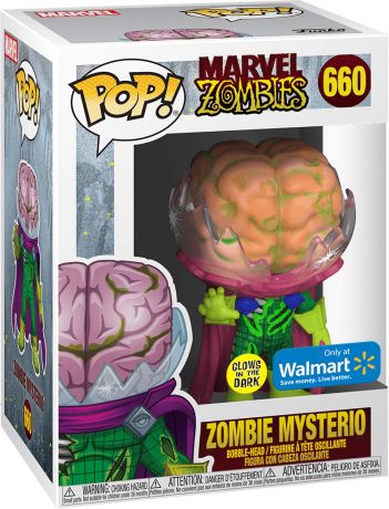 Figurine Funko Pop Marvel Zombies #660 Mysterio en Zombie - Brillant dans le noir