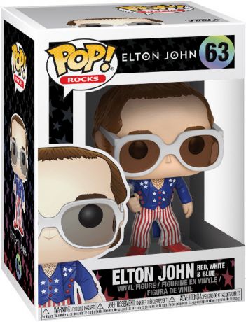 Figurine Funko Pop Elton John #63 Elton John Rouge, Blanc & Bleu