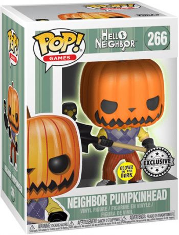 Figurine Funko Pop Hello Neighbor #266 Le Voisin avec Tête de Citrouille - Brillant dans le noir