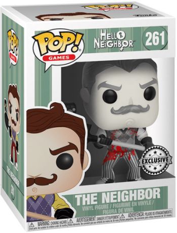 Figurine Funko Pop Hello Neighbor #261 Le Voisin - Noir et Blanc - Ensanglanté