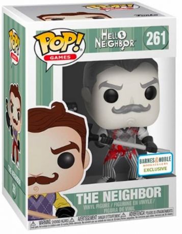 Figurine Funko Pop Hello Neighbor #261 Le Voisin - Noir et Blanc - Ensanglanté