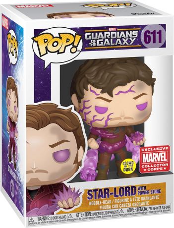 Figurine Funko Pop Les Gardiens de la Galaxie [Marvel] #611 Star-Lord avec Pierre de Pouvoir - Brillant dans le noir
