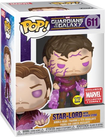 Figurine Funko Pop Les Gardiens de la Galaxie [Marvel] #611 Star-Lord avec Pierre de Pouvoir - Brillant dans le noir