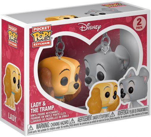 Figurine Pop La Belle et le Clochard [Disney] pas cher : Lady & Clochard -  Porte-clés - 2 pack