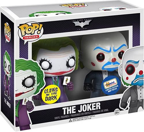 Figurine Funko Pop The Dark Knight Trilogie [DC] Le Joker & Joker Braqueur de Banque (The Dark Knight) - Brillant dans le noir - 2 Pack