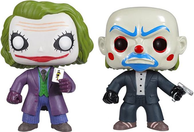 Figurine Funko Pop The Dark Knight Trilogie [DC] Le Joker & Joker Braqueur de Banque (The Dark Knight) - Brillant dans le noir - 2 Pack