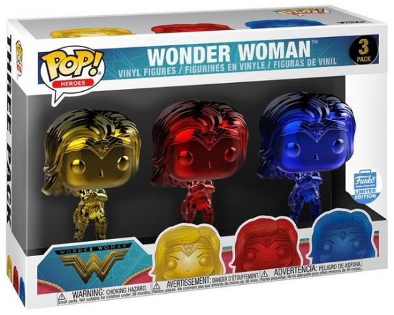 Figurine Funko Pop Wonder Woman [DC] Wonder Woman - Chrome - 3 Pack