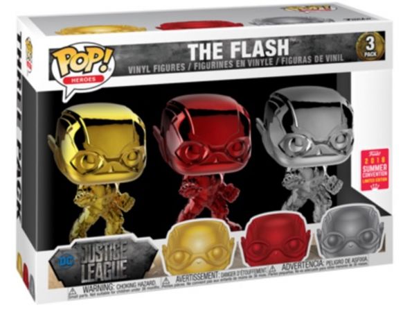 Figurine Funko Pop Justice League [DC] Flash - Chrome - 3 Pack