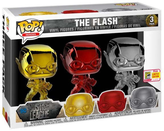 Figurine Funko Pop Justice League [DC] Flash - Chrome - 3 Pack