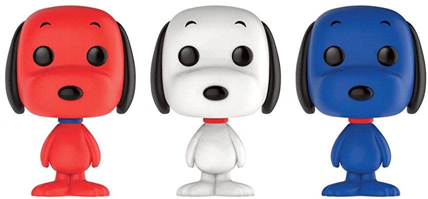 Figurine Funko Pop Snoopy Snoopy Bleu blanc rouge - 3 pack