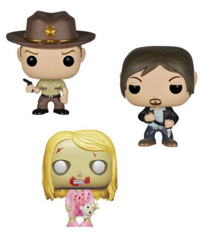 Figurine Funko Pop The Walking Dead #02 Rick Grimes, Teddy Bear Walker, Daryl Dixon - 3 Pack