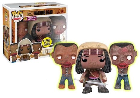 Figurine Funko Pop The Walking Dead Michonne et ses zombies - Glow in the Dark