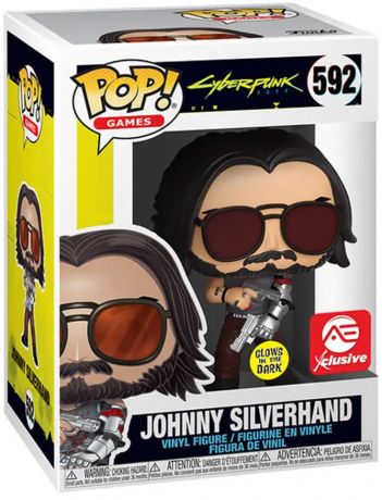 Figurine Funko Pop Cyberpunk 2077 #592 Johnny Silverhand avec pistolet - Glow in the dark