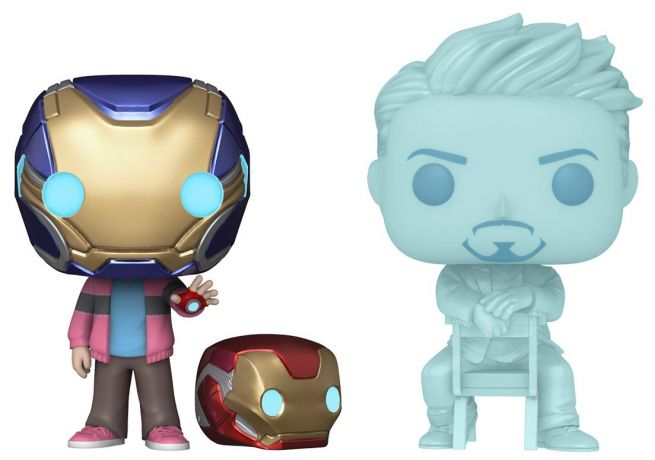 Figurine Funko Pop Avengers : Endgame [Marvel] Hologramme Tony Stark et Morgan avec casque - Glow in the Dark