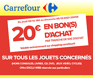 20€ en bon d'achat par tranche de 50€ d'achat